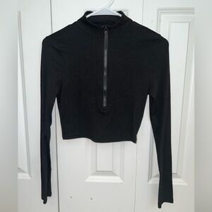 Black Athletic Cropped Quarter-zip
